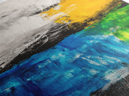 Abstract Landscape, Blue and Yellow Modern Painting, Minimalist Nature Art, Framed Canvas Print, Living Room or Office Wall Decor