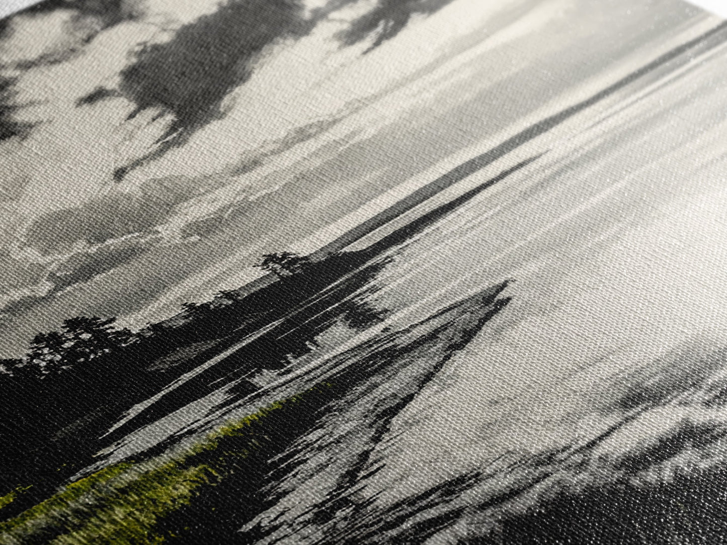 Moody Landscape, Black and White Art, Dramatic Sky, Coastal Scene, Nature Painting, Modern Home Decor, Minimalist Style, Framed Canvas Print