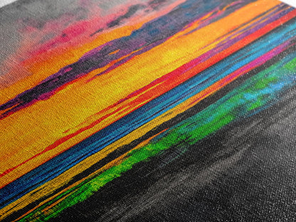 Sunset Glow, Vibrant Landscape, Nature Art, Framed Canvas Print, Dramatic Sky Painting, Fall Home Decor, Large Wall Art, Beach Scene