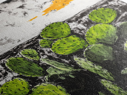 Cactus Art, Desert Scene, Framed Canvas Print, Southwest Wall Art, Boho Home Decor, Minimalist Nature Art, Living Room Statement Piece