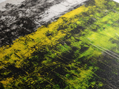 Wildflowers, Abstract Meadow, Colorful Landscape, Modern Wall Art, Framed Canvas Print, Boho Decor, Vibrant Nature, Yellow Green Art