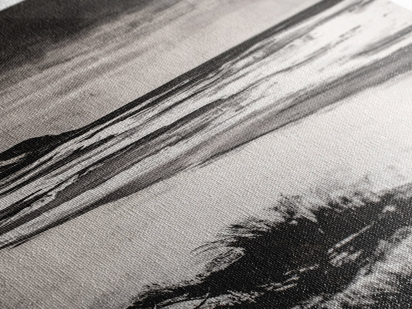 Black and White Beach, Stormy Ocean, Dramatic Seascape, Moody Wall Art, Framed Canvas Print, Minimalist Decor, Coastal Storm