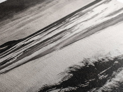 Black and White Beach, Stormy Ocean, Dramatic Seascape, Moody Wall Art, Framed Canvas Print, Minimalist Decor, Coastal Storm