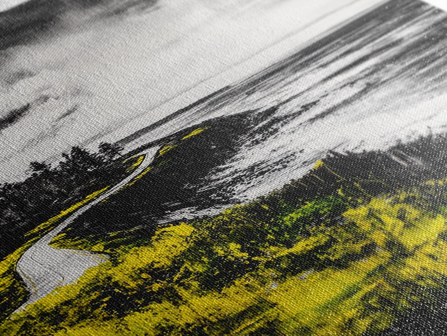 Coastal Road, Ocean View, Yellow Grass, Canvas Print, Scenic Landscape, Rustic Wall Art, Beach House Decor, Nature Painting