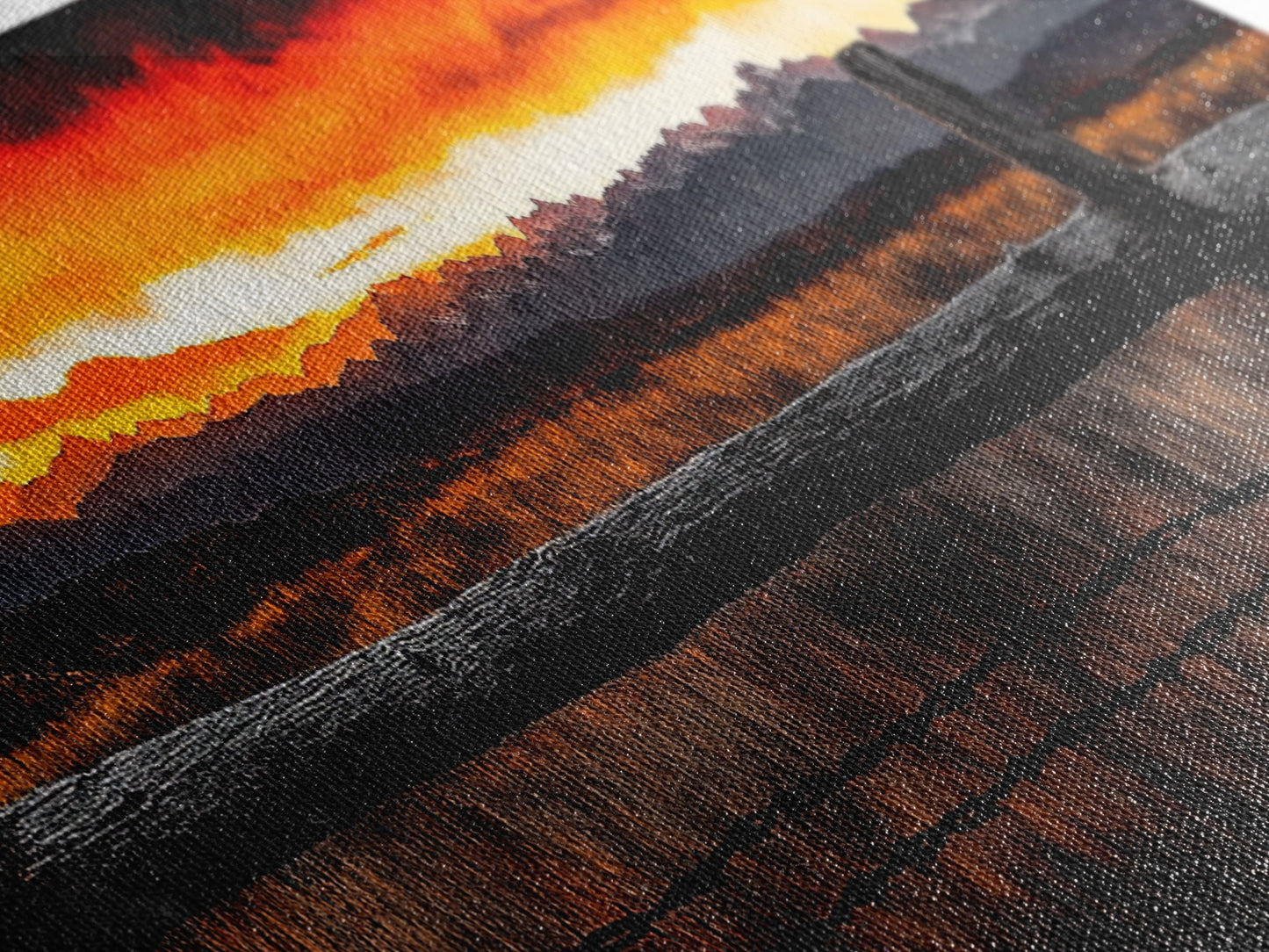 Western Sunset, Mountain Landscape Print, Rustic Cowboy Art, Dramatic Sky Painting, Country Wall Decor, Framed Canvas Print, Large Wall Art