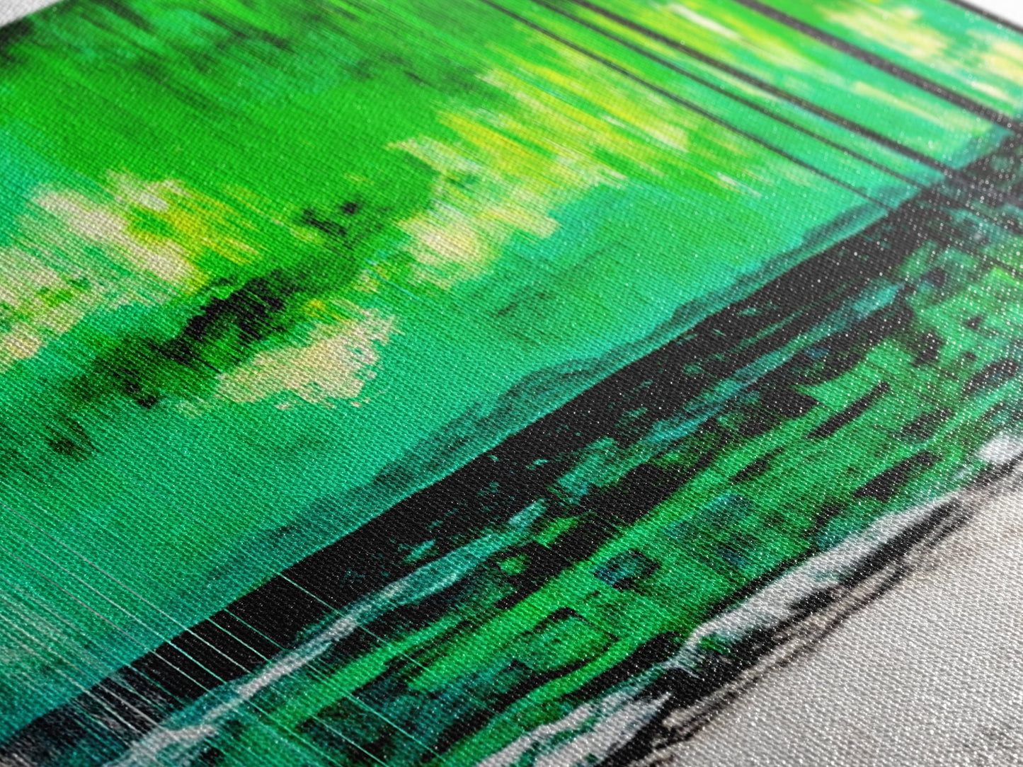 Green Serenity, Abstract Landscape, Canvas Print, Dreamy Wall Art, Vibrant Home Decor, Modern Bedroom Art, Minimalist Painting