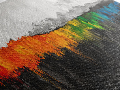 Abstract Mountain Art, Bold Colorful Landscape, Modern Expressionist Painting, Autumn Decor, Framed Canvas Print, Dining Room Art