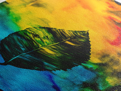 Abstract Leaf, Bold Colorful Art, Vibrant Wall Art, Canvas Print, Nature Inspired Decor, Modern Office Art, Eye-Catching Design