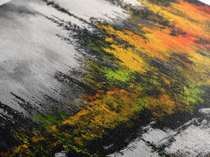 Misty Forest, River Reflection, Fall Foliage, Canvas Print, Cabin Wall Art, Nature Inspired Decor, Rustic Living Room Art