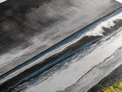 Stormy Ocean, Rolling Waves, Coastal Horizon, Dark Sky, Framed Canvas Print, Minimalist Wall Art, Beach House Decor, Ocean Lovers Gift