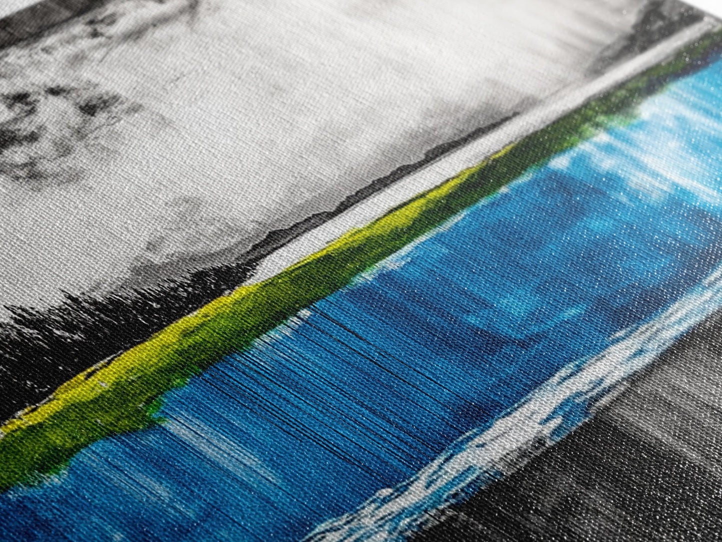 Lake Reflection, Blue Water Art, Minimalist Landscape, Nature Serenity, Monochrome Sky, Peaceful Home Decor, Canvas Print