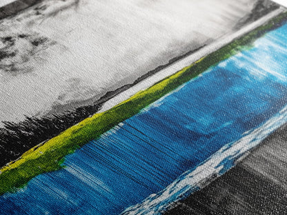 Lake Reflection, Blue Water Art, Minimalist Landscape, Nature Serenity, Monochrome Sky, Peaceful Home Decor, Canvas Print