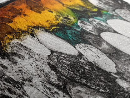 Abstract Stones, Modern Art, Vibrant Wall Decor, Canvas Print, Black White Orange, Office Art, Contemporary Home Decor, Large Wall Art