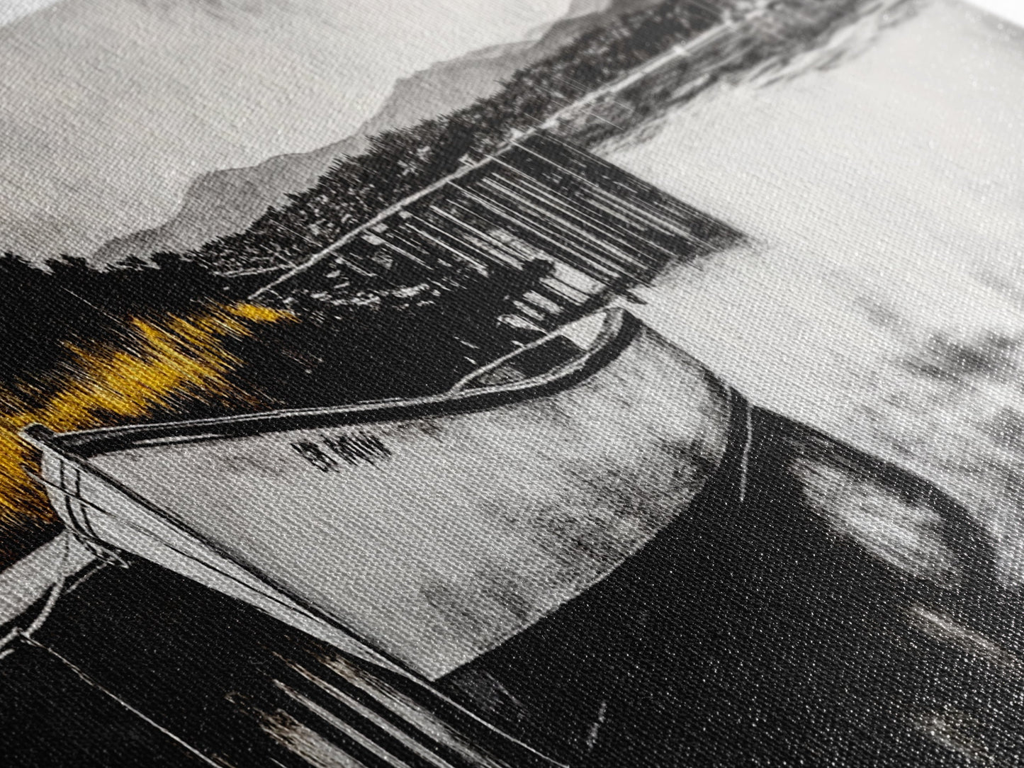 Rustic Boat, Black and White, Nautical Wall Art, Coastal Home Decor, Lake House Art, Large Wall Art, Framed Canvas Print, Living Room Art