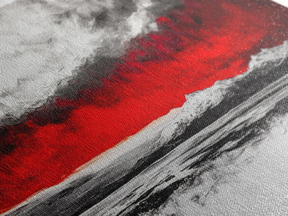 Red Sky Landscape, Dramatic Sunset Painting, Abstract Mountain Art, Modern Wall Art, Bold Color Decor, Office Wall Art, Framed Canvas Print