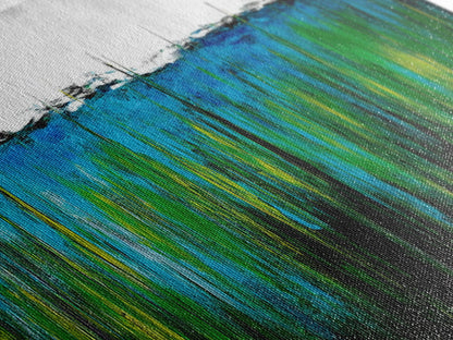 Ocean Grass, Coastal Wall Art, Blue Green Abstract, Framed Canvas Print, Beach House Decor, Serene Art, Minimalist Seascape, Tranquil Home Decor