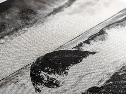 Ocean Wave, Moody Seascape, Black and White Art, Framed Canvas Print, Stormy Water, Coastal Home Decor, Nautical Wall Art, Large Statement Piece