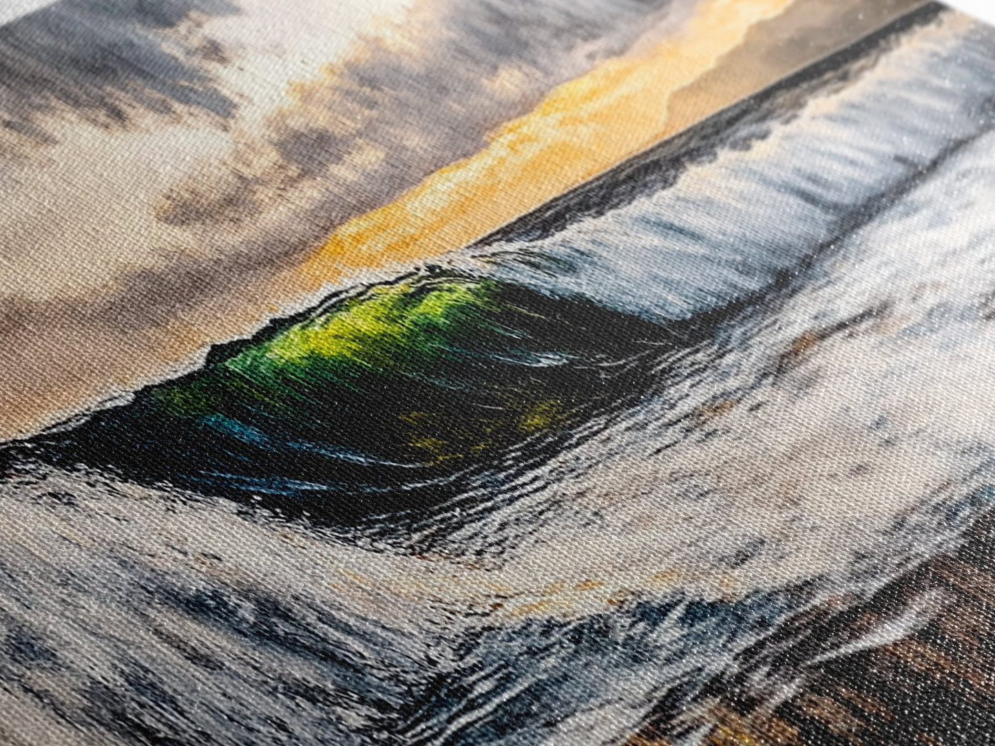 Sunset Ocean Wave, Dramatic Seascape Art, Coastal Home Decor, Bold Nature Painting, Tropical Wall Art, Beach House Canvas Print