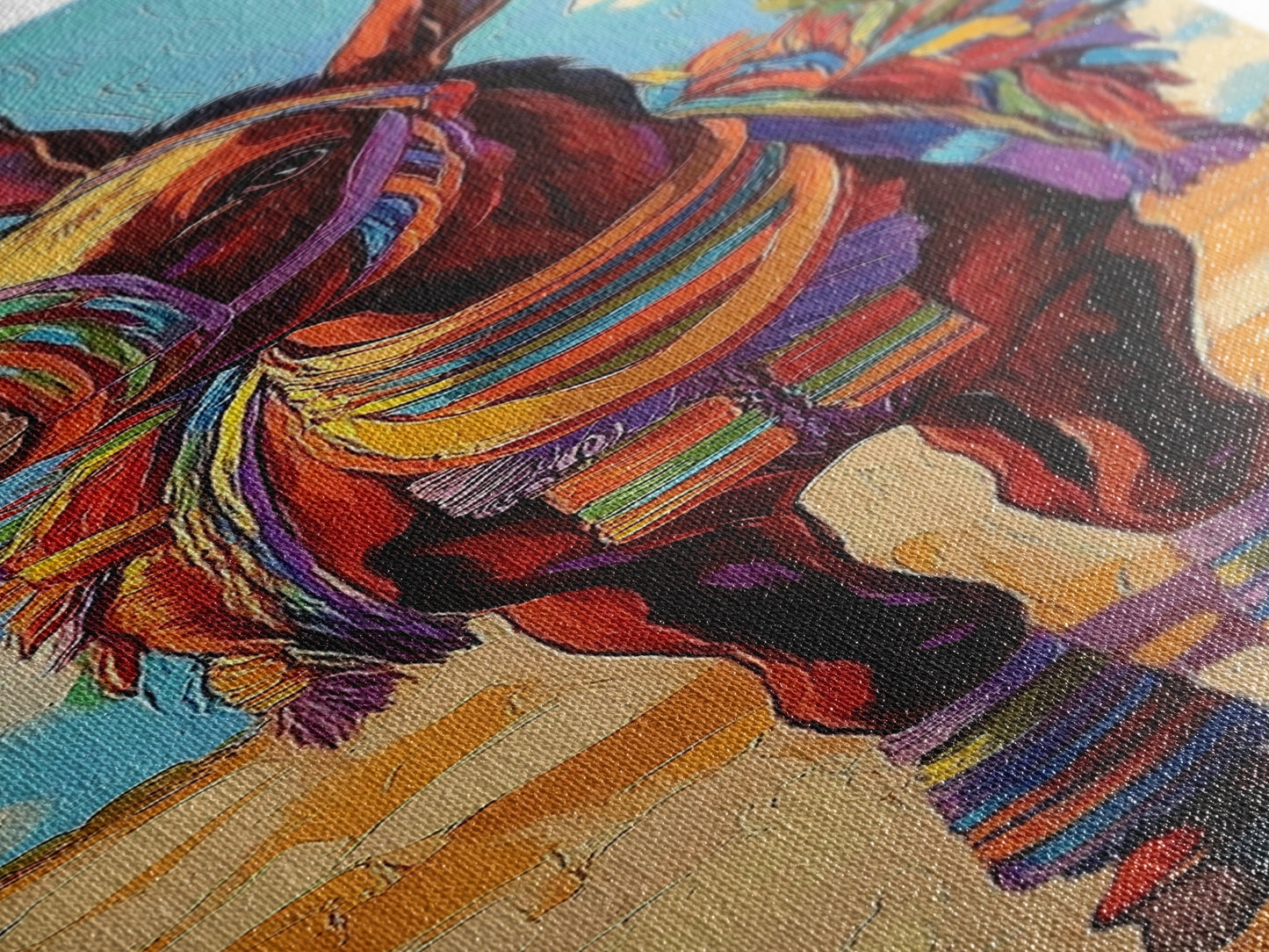 Donkey, Fiesta, Colorful, Fun, Framed Canvas Print with southwestern folk art, playful animal design, boho kids room, kitchen decor