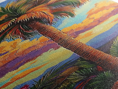 Palm, Tree, Sunset, Tropics - Canvas Print, Tropical Wall Decor, Vibrant Boho Art, Island Vibes, Living Room Accent, Palm Tree Painting