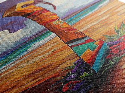 Beach Sword, Coastal Flowers, Tropical Beach Art, Vibrant Ocean Decor, Nautical Boho Style, Entryway Accent, Canvas Print