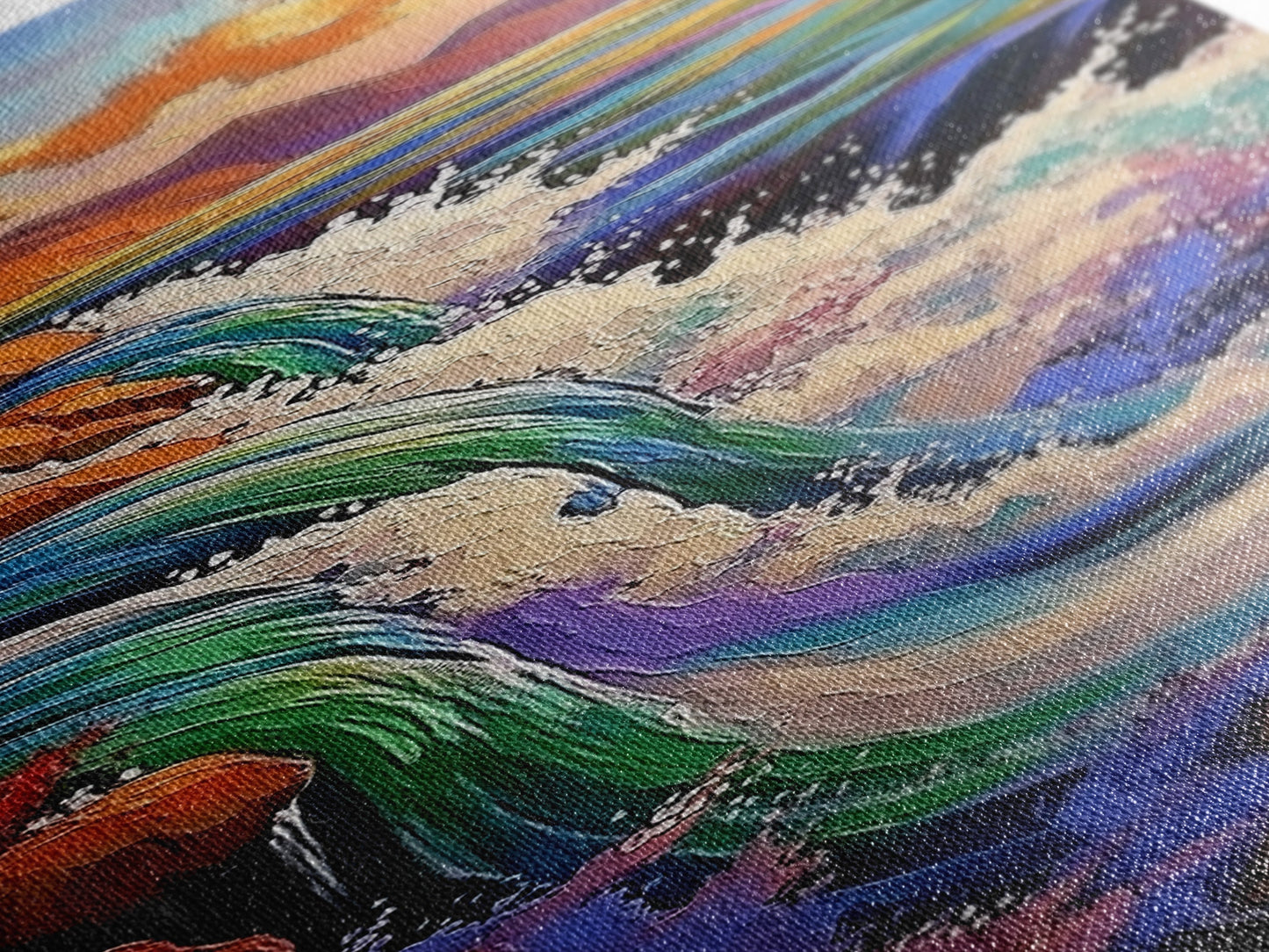 Waterfall River, Nature, Flow, Framed Canvas Print, Bold Landscape Wall Art, Nature Inspired Decor, Bathroom or Office Accent Art