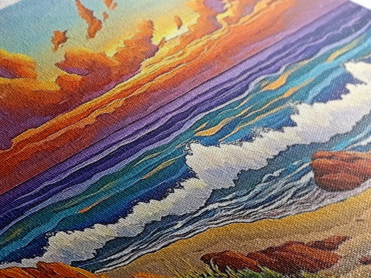 Beach Sunset, Waves, Pastel, Canvas Print, Seaside Landscape Art, Coastal Home Wall Decor, Serene Living Room Accent