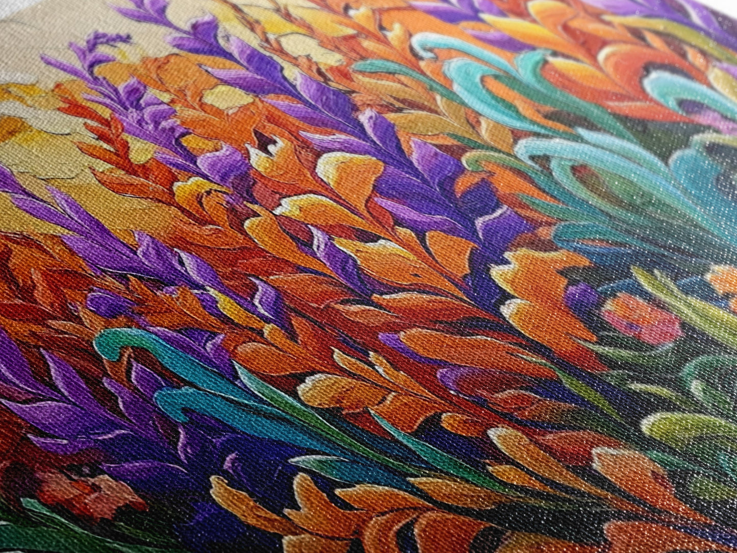 Flowers Sunset, Vibrant, Nature, Framed Canvas Print, Fall Wildflower Art, Boho Floral Wall Decor, Kitchen or Entryway Accent