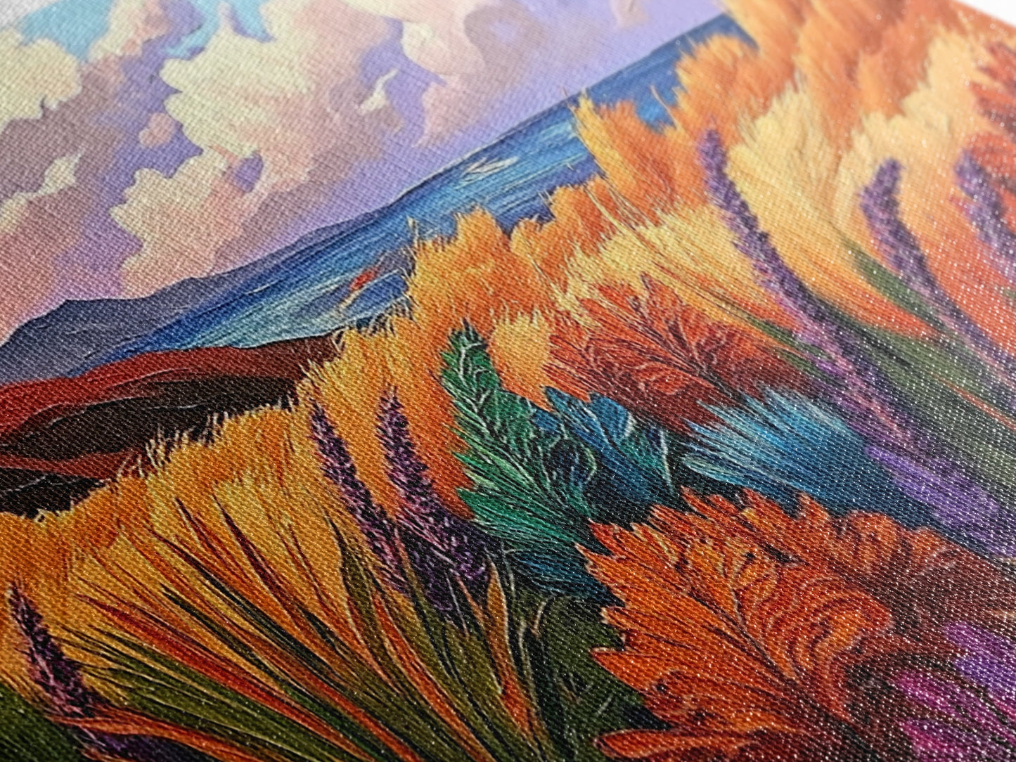 Golden Field, Coastal Landscape, Sunset, Colorful Grass, Ocean View, Large Wall Art, Living Room Wall Art, Canvas Print, Nature Decor