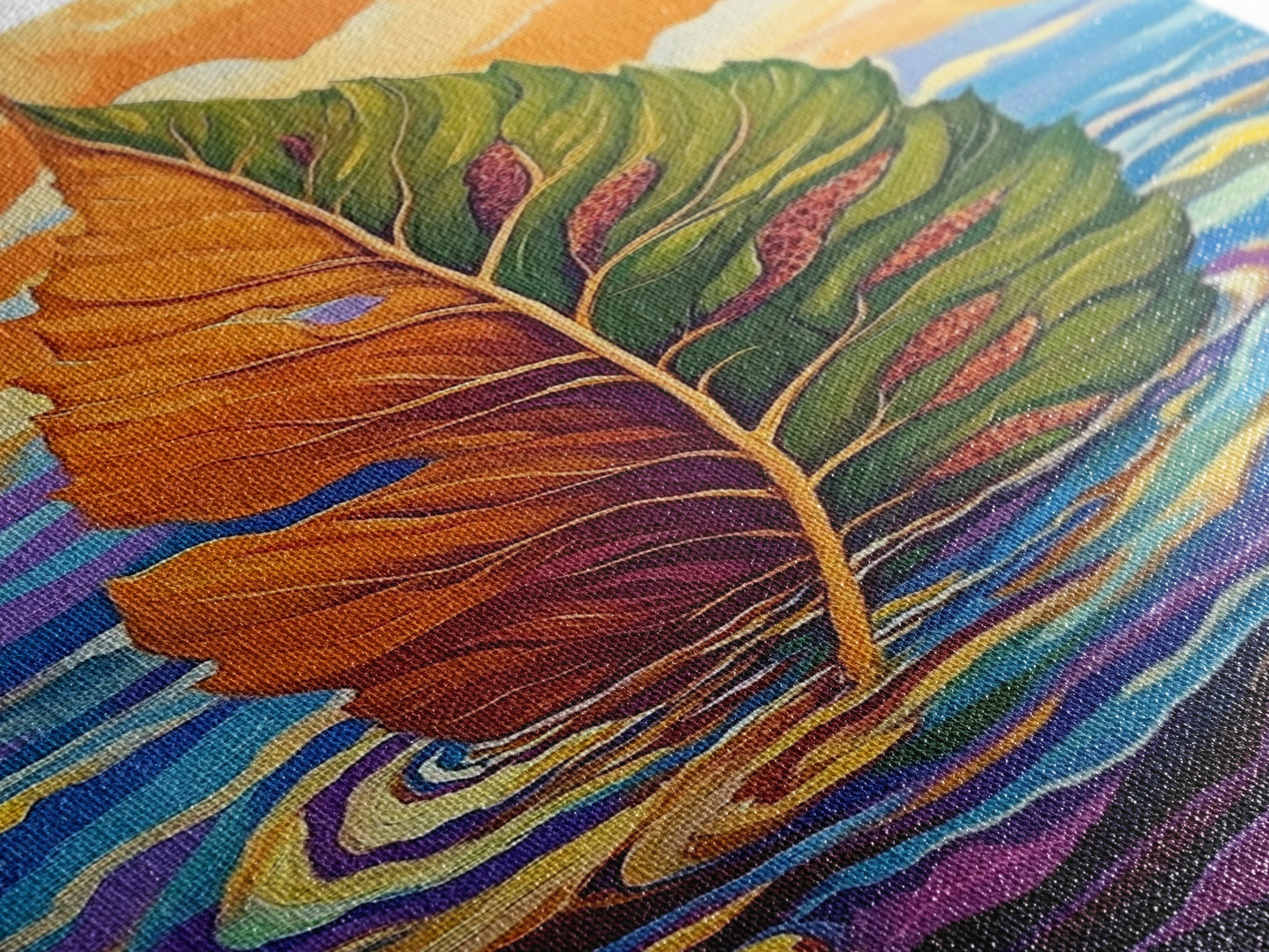 Autumn Leaf, Nature, Floating, Framed Canvas Print, floating leaf wall art, nature inspired canvas print, cozy Fall living room decor