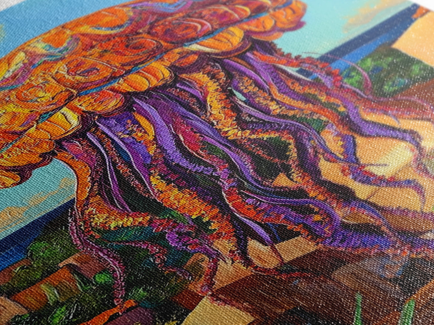 Jellyfish Surreal, Ocean, Dreamy Framed Canvas Print, Coastal Living Room Wall Art, Fantasy Sea Creature Art, Bright Tropical Decor