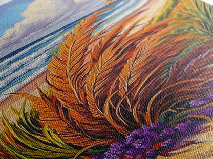 Ocean Dune, Grass, Coastal Beach Landscape Wall Decor, Nature Lover Gift, Living Room Wall Art, Boho Style Framed Canvas Print