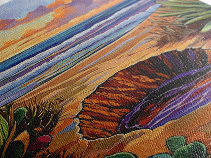 Desert Coast, Sunset Beach, Nature Hole, Surreal Art, Framed Canvas Print, Bedroom Wall Art, trippy boho decor, colorful landscape