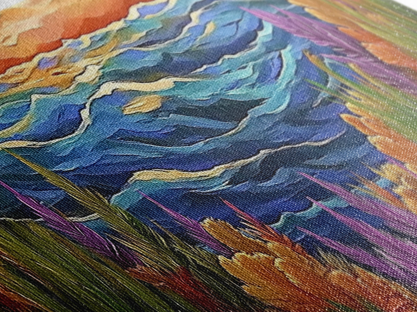 Ocean Horizon, Sunset Sea, Flower Garden, Nature Escape, Canvas Print, Beach House Decor, Tropical Seascape Wall Art