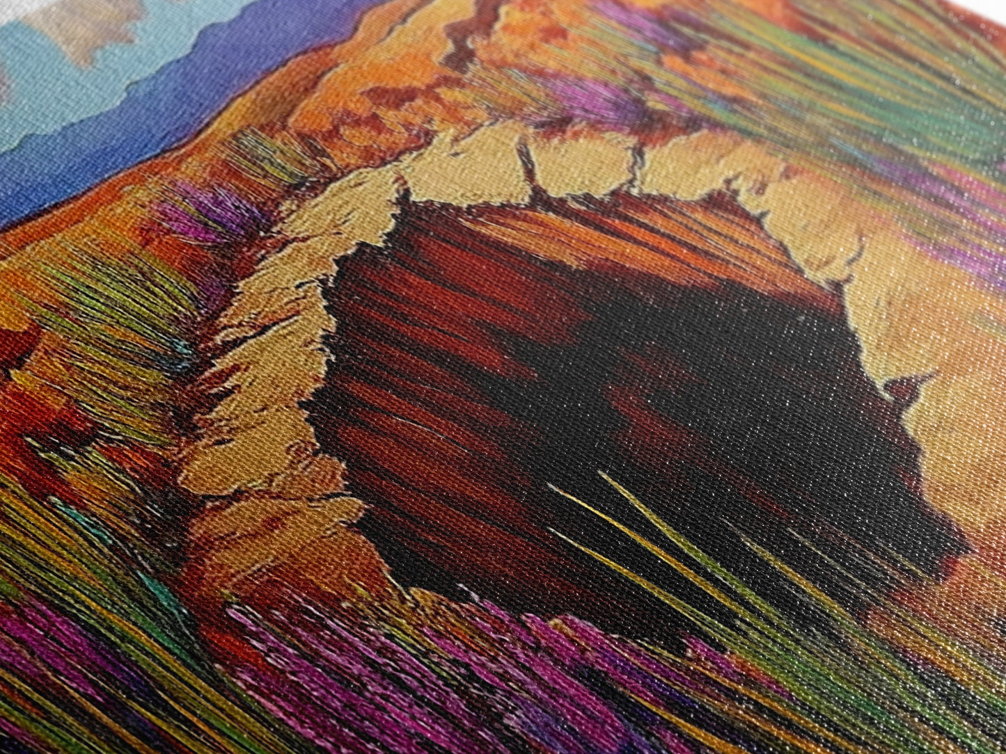 Autumn Desert Vibes, Colorful Fall Landscape, Bright Nature Scene, Southwest Art, Framed Canvas Print, Autumn Wall Decor, Living Room Art