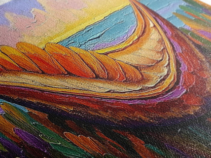 Vibrant Canoe Shell, Coastal Fantasy Art, Ocean Dreamscape, Framed Canvas Print, Tropical Wall Decor, Beach House Accent Piece