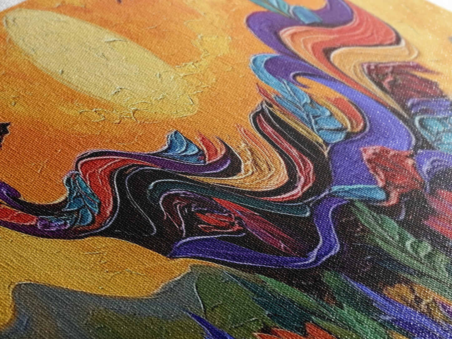 Abstract Bird, Flying Feathers, Bold Sunset, Canvas Print, Vibrant Boho Art, Living Room Statement Piece, Fall Color Palette