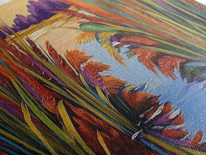 Sunset Reeds, Colorful Marsh, Reflected Peace, Framed Canvas Print, Autumn Wall Art, Living Room Decor, Vibrant Nature Landscape