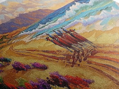 Western Beach Trail, Cowboy Horses Art, Desert Shoreline, Canvas Print, Fall Wall Decor, Rustic Western Style, Living Room Wall Art