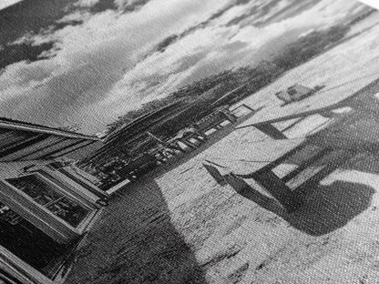 Beach Café Table, Seaside Dining, Rustic Seating, Tropical Getaway, Framed Canvas Print, Kitchen Wall Art, Coastal Rustic Aesthetic