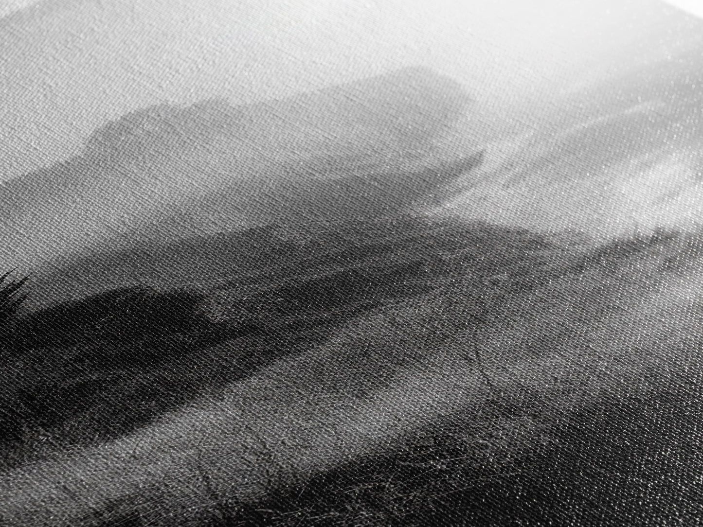 Cliffside Fog, Coastal Mist, Ocean Overlook, Framed Canvas Print, Living Room Wall Art, Monochrome Decor, Moody Landscape, Minimalist Home