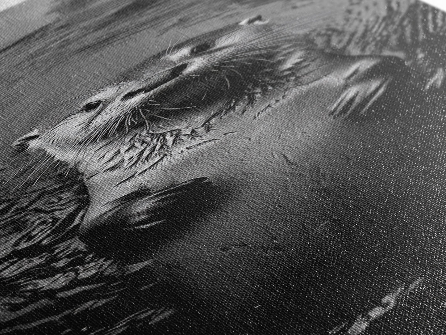 Cute Otter, Wildlife Charm, Animal Portrait, Black White Art, Canvas Print, Kids Room Wall Art, Woodland Nursery, Nature Lover Gift