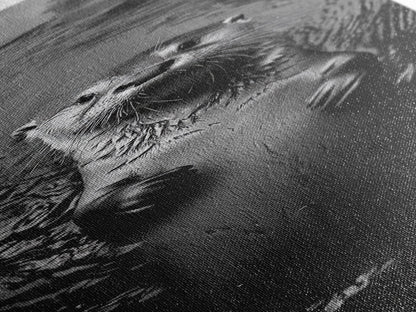 Cute Otter, Wildlife Charm, Animal Portrait, Black White Art, Canvas Print, Kids Room Wall Art, Woodland Nursery, Nature Lover Gift