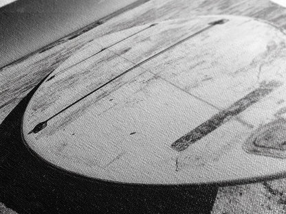 Surfboard On Shore, Beach Lifestyle Decor, Minimal Seascape, Framed Canvas Print, Nautical Bathroom Wall Art, Modern Coastal Vibe