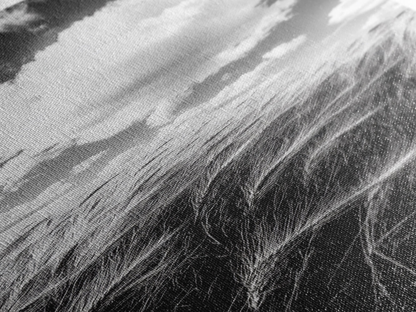 Wheat Field, Cloudy Sky, Rustic Landscape, Black and White Nature, Framed Canvas Print, Farmhouse Kitchen Wall Art, Fall Harvest Vibe