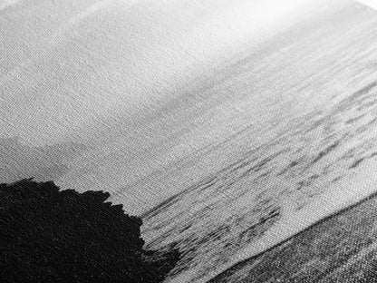 Coastal Cliff, Ocean Waves, Monochrome Seascape, Framed Canvas Print, Minimalist Ocean Art, Bathroom Decor, Nautical Wall Art