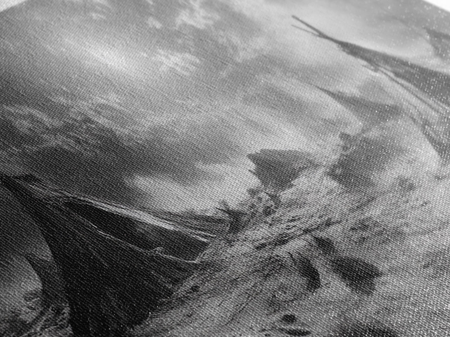 Wüstenzeltszene, surreale Stammeslandschaft, Zelte unter stürmischem Himmel, Leinwanddruck, Wandbild fürs Wohnzimmer, Boho-Nomaden-Ästhetik, Wandbild fürs Wohnzimmer