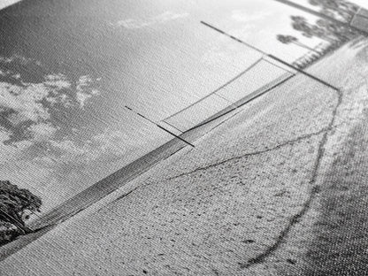 Volleyball Net, Coastal Leisure Scene, Bright Beach Vibe, Framed Canvas Print, Game Room Wall Art, Sporty Summer Beach Style