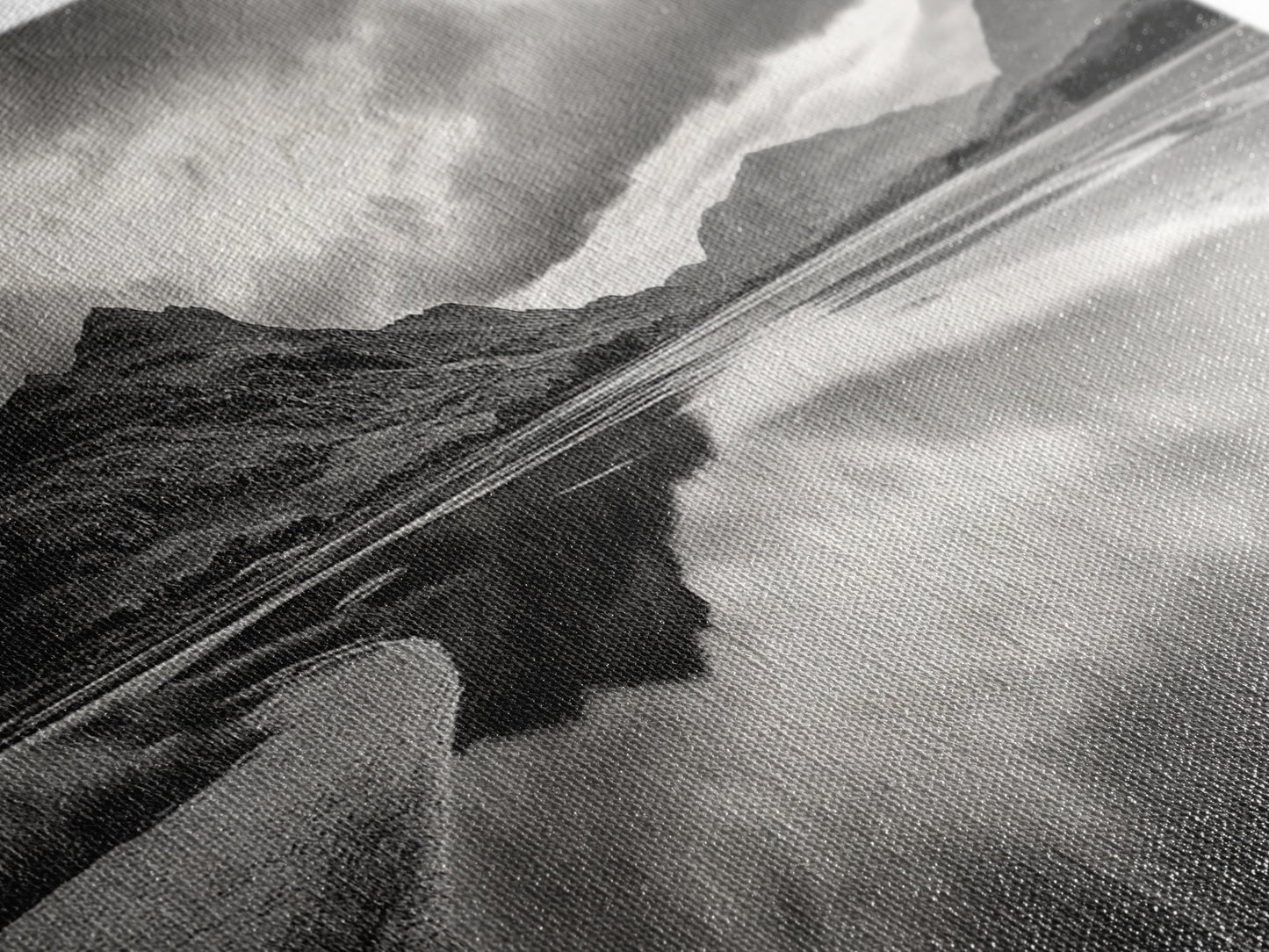 Reflected Mountains, Serene Shore, Cloudy Sky, Lake View, Canvas Print, Bedroom Wall Art, Minimalist Landscape Art, Tranquil Decor