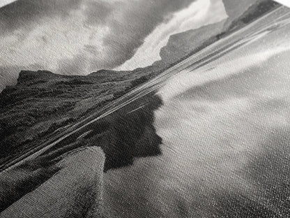 Reflected Mountains, Serene Shore, Cloudy Sky, Lake View, Canvas Print, Bedroom Wall Art, Minimalist Landscape Art, Tranquil Decor